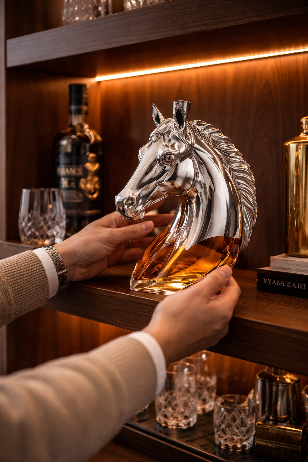 Garrafas de Whiskey – Edição Especial com Cabeça de Cavalo