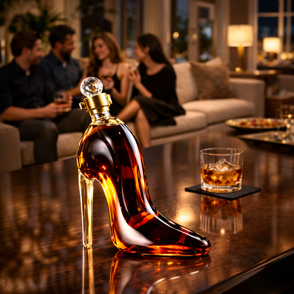Decantador de Uísque Elegante com Design de Salto Alto
