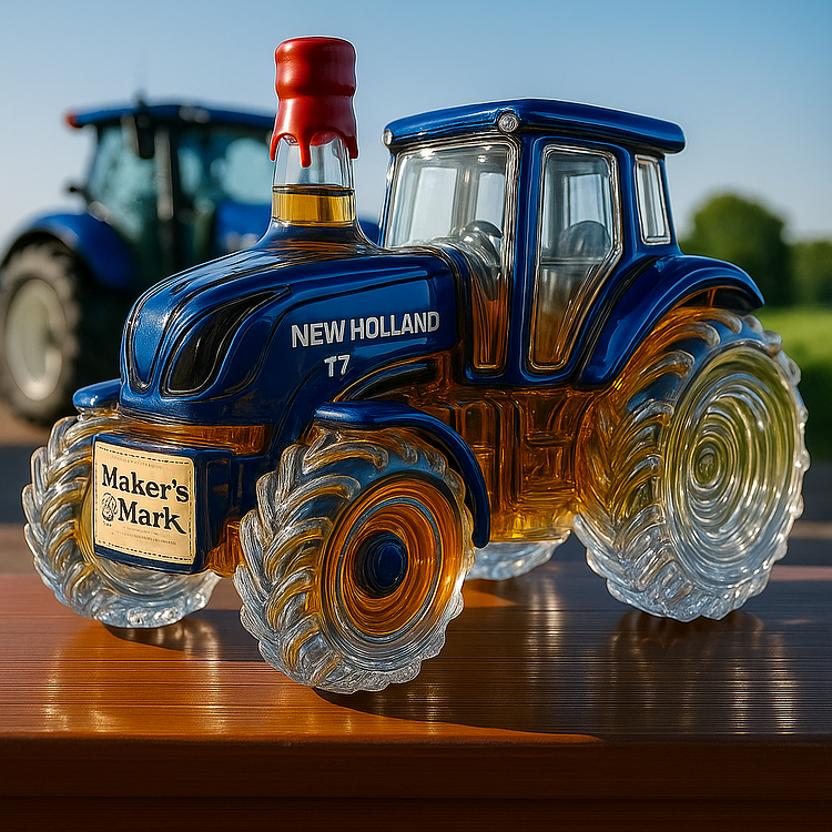Garrafão de Whisky Clássico em Formato de Trator New Holland T7
