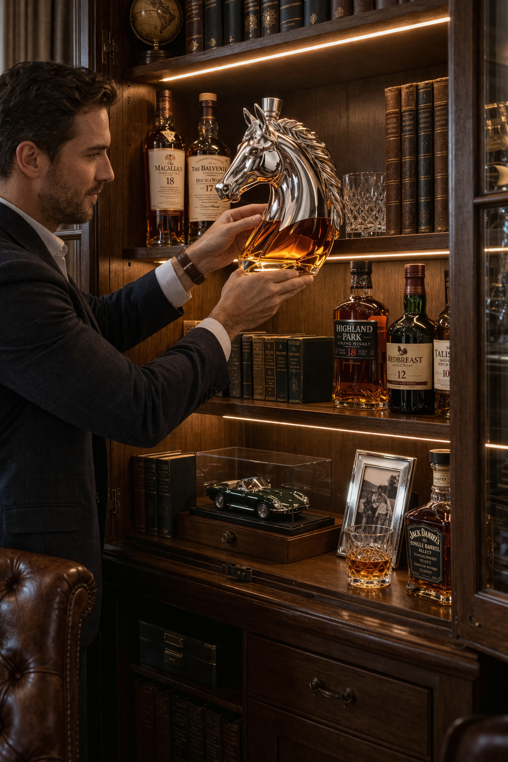 Garrafas de Whiskey – Edição Especial com Cabeça de Cavalo