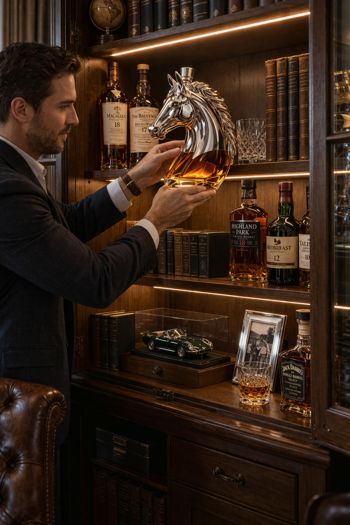 Garrafas de Whiskey – Edição Especial com Cabeça de Cavalo