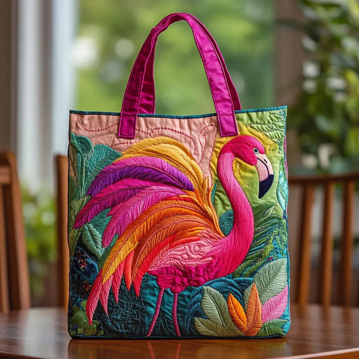 Bolsa de Tecido - Flamingo Dourado