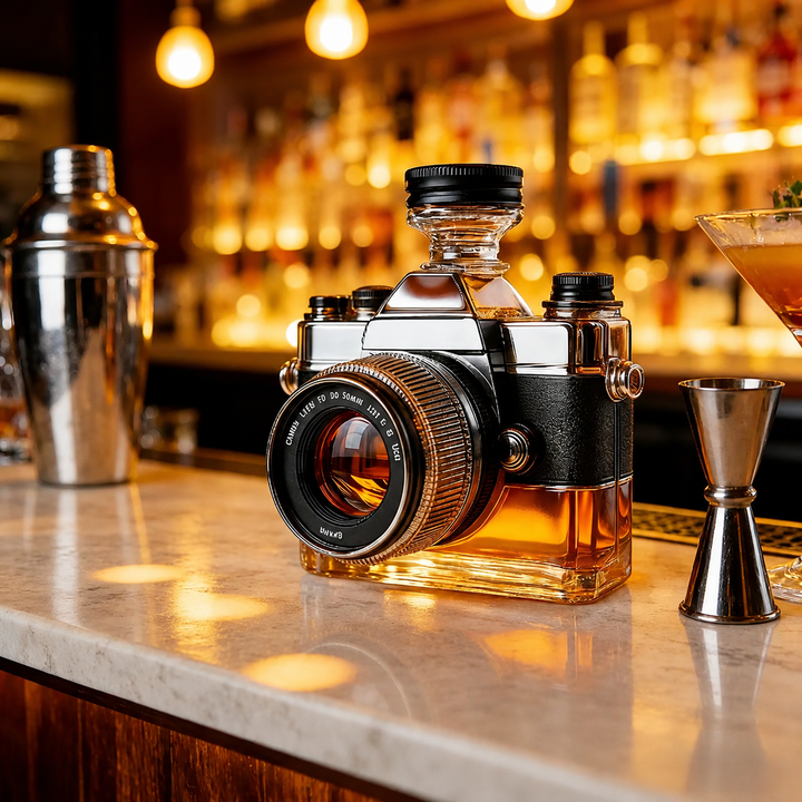 Decantador de Whisky Estilo Câmera