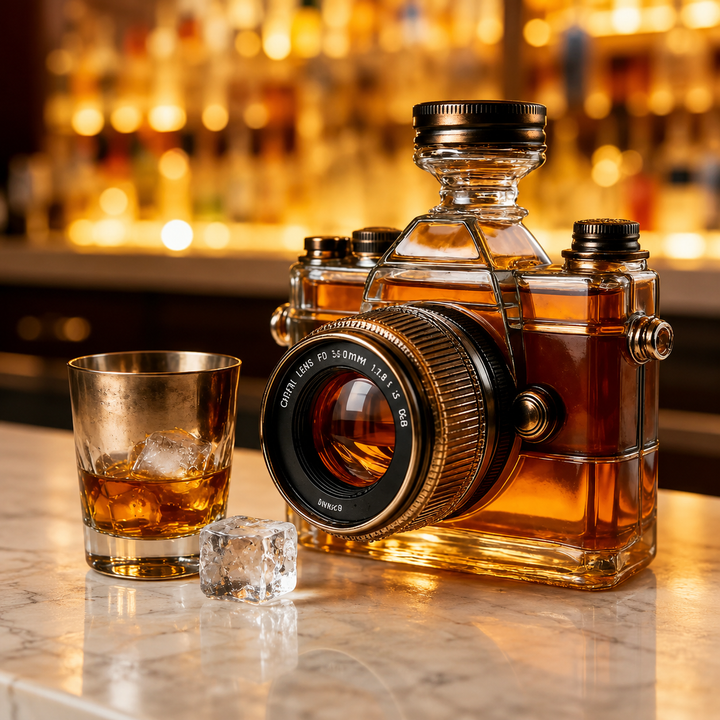 Decantador de Whisky Estilo Câmera