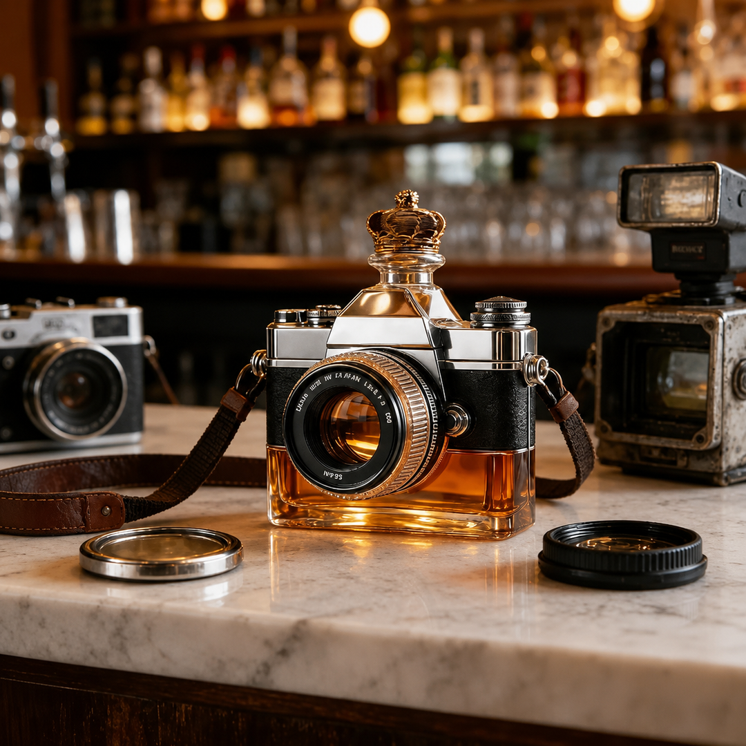 Decantador de Whisky Estilo Câmera