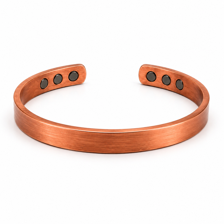 Conjunto Ana Zagreb: 3 Pulseiras Magnéticas de Cobre - Acabamento Fosco, Forjada e Polida