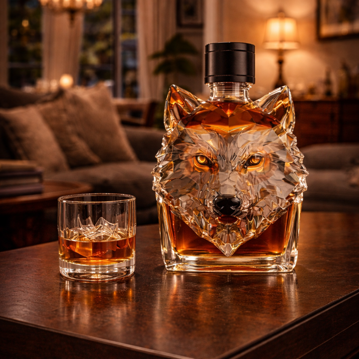 Decantador de Uísque com Design de Cabeça de Lobo