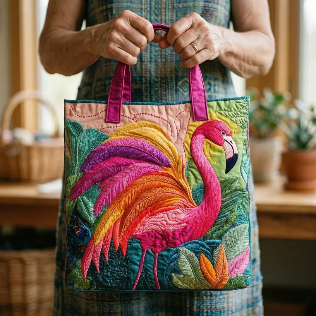 Bolsa de Tecido - Flamingo Dourado
